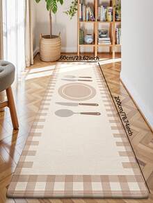 1pc, [Best Seller] Tableware Print Theme Kitchen Rug, Aesthetic Velvet Comfortable Fluffy Carpet, Soft And Comfortable Material, Weight Approx. 850g/㎡, Easy To Clean, Doesn't Get Stuck In Doors, Stains Easy To Wipe, Daily Spills Easy To Clean, Dirt-Resistant, Machine Washable - Perfect For Home Decor, Living Room, Bedroom, Kitchen, Dining Room, Bedside, Bathroom, Study, Entryway Rug, Suitable For All Seasons, Holiday Decoration Gift! - Multicolor - View 18