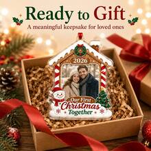 LICVIC Custom Christmas Photo Ornament, Personalized First Christmas Together Tree Hanging Decor, Festive Holiday Couple Keepsake, Customized Picture Ornament, Customizable Christmas Tree Decoration, Romantic Holiday Gift, Christmas Gift, Room Decor - Style B - View 4
