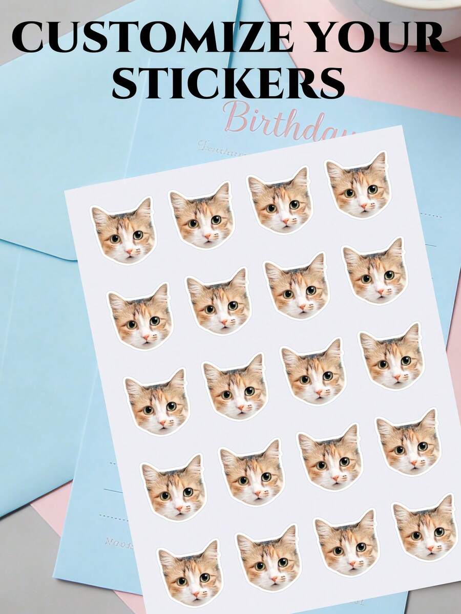 Custom Pet Portrait Stickers, Personalized Dog And Cat Face Photo Stickers, Waterproof Die-Cut Vinyl Decals In Multiple Sizes, Pet Photo Labels For Parties, Events, Gift Bags, Envelopes, Invitations, Scrapbooks, Tumblers, Laptops And DIY Crafts - Multi-color C - View 1