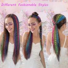 Q12 Colors Leopard Print Hair Extensions Clip Ins 18inch Colorful Raccoon Tail Hair Extensions Clip In Hair Accessories For Women 12pcs - Mixed4colors - View 5