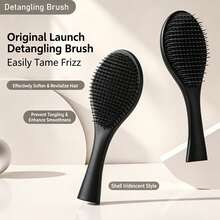 1pc Paddle Detangling Hair Brush, Soft Bristle Hair Comb, Suitable For Wet And Dry Long Curly Hair, Ergonomic Handle Hair Styling Accessory, Home Travel Daily Use - Multicolor - View 5