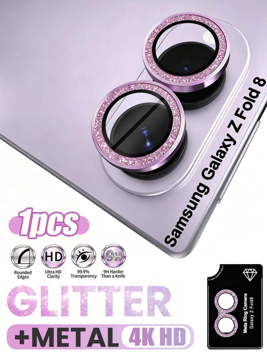 (1Pack) Camera Lens Protector ForSamsung Galaxy Z Fold 8, Compatible With Z Flip 8 Ultra/Z /Z Flip 6/Z Flip 5 [Easy Installation] [Compatible With Phone Cases] 9H Tempered Glass Shiny Lens Cover Accessory, Military-Grade Shockproof, High-Definition Anti-Glare - Shiny Purple - Mauve Purple - View 1