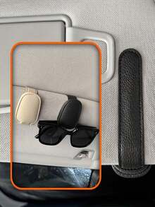 PU Universal Car Sun Visor Glasses Clip,Car Glasses Holder,Interior Glasses Storage Rack,Suitable For Portable Travel Essential,Practical Car Accessories For Women,Gift‑Ready Holiday Accessaries - Multicolor - View 9