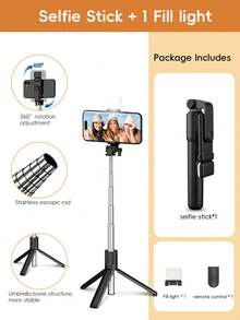 Portable Foldable Selfie Stick Tripod 170cm High With 3-Level Brightness Fill Light, Wireless Bluetooth Remote, Multi-Angle Phone Holder, Stable Tripod Base, Suitable For Outdoor Travel, Vlogging, Live Streaming, Desktop Video Recording, Group Selfies - Multicolor - View 20