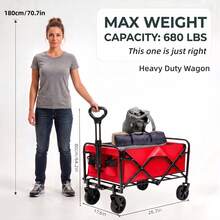 INBRAVE 220/450/680 LBS Capacity Heavy-Duty All-Terrain Folding Wagon Cart - Stainless Steel Frame With 600D Oxford Fabric, Collapsible Multifunctional Utility Wagon For Camping, Gardening, Beach, Shopping - No Assembly Required, Black - View 16