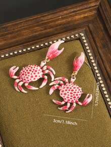 1pc Summer Versatile Exaggerated Hip-Hop Ins Ocean Style Animal Plastic Crab Earrings - Multicolor - View 5