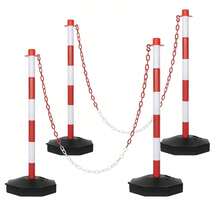 35'' Parking Delineators Post, 8 Sets Traffic Cone Stanchion With Base & 5FT Link Chain - Red And White Striped Chain Barriers For Parking Lot, Driveway, Road Construction - White & Red - View 9