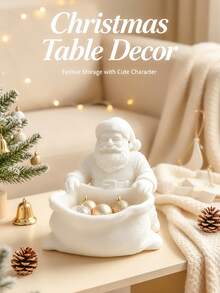 3D Santa Gift‑Bag Jewelry Storage Tray, Festive Aesthetic Desktop Decor Dish, Hold Accessories Keys Cotton Swabs Candy, For Vanity Coffee Table Entryway, Minimalist White Xmas Home Ornament Gift - Multicolor - View 7