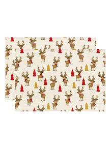 1/2/4/5/6/8pcs Digital Print Placemats, Christmas Pattern Printed Placemats Table Decor, Suitable For Daily, Holiday, Party, Birthday, Wedding, Dinner, Kitchen, Dining Room And Home Textile Decoration - Multicolor - View 5