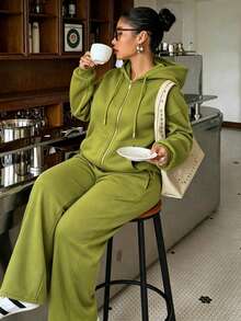 Plus Size Co-Ords - Olive Green - View 4
