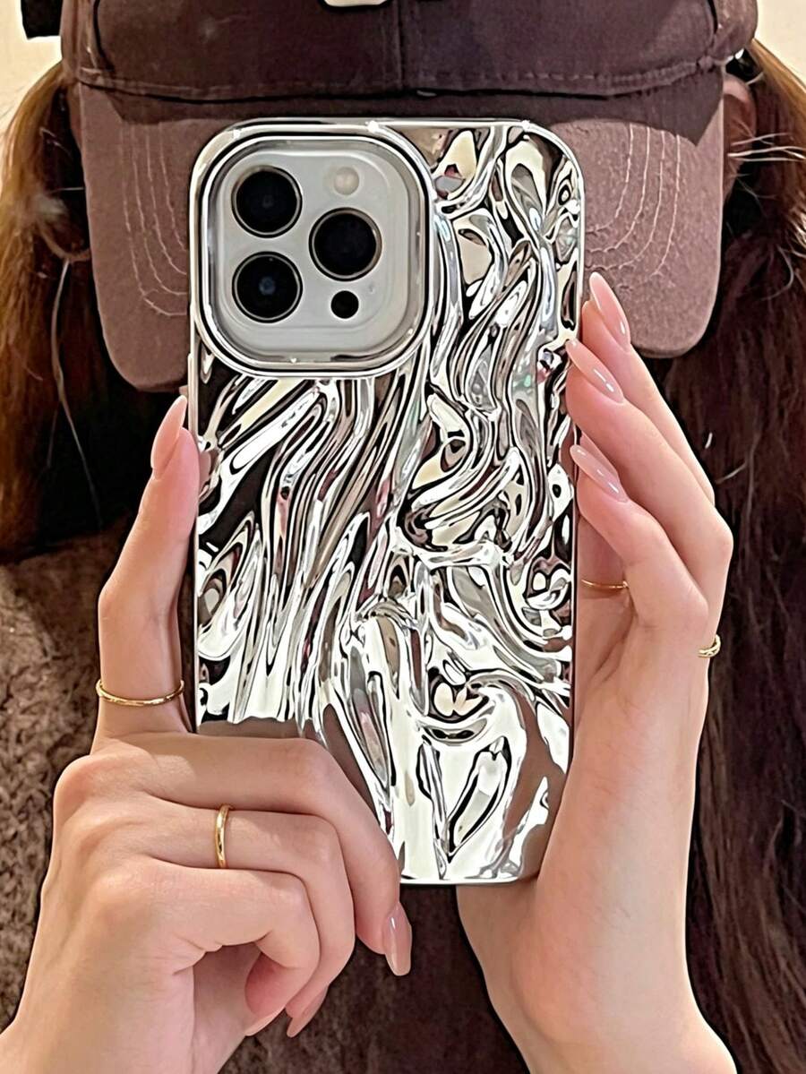 Luxury Electroplated 3D Pleated Phone Case Compatible With Apple And