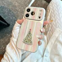 1pc TPU Material Soft Girl Style Christmas Tree Pattern Phone Case Suitable For Apple 17 Pro Max/17/16 Pro Max/15/13/12/11 Large Window Skin Full Coverage Anti-Drop Soft Shell Phone Protective Cover - Silver - View 3
