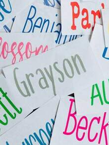 1-15pcs Customized Text Stickers And Personalized Labels, Custom Decal Stickers, Name Stickers, DIY Gifts, Customizable Holographic Name Stickers For Water Bottles, Customized Text Glitter Name And Word Stickers, Autumn Home Refresh, Home Harmony, Office Decor - Multicolor - View 9