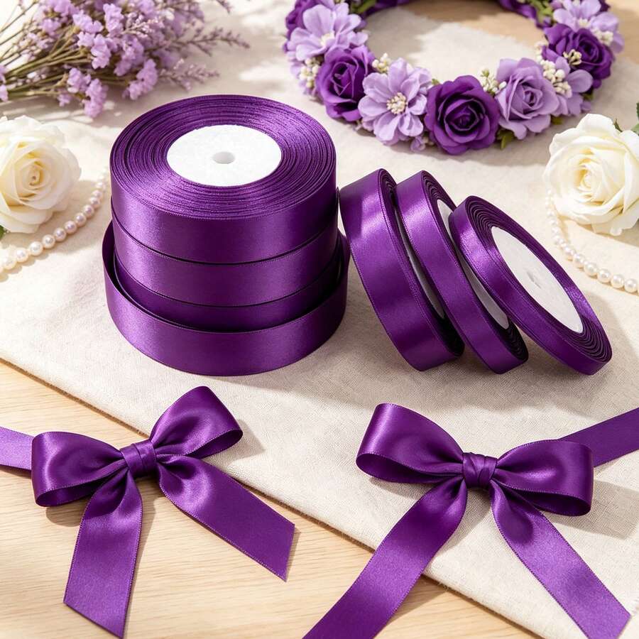 1 Roll Polyester Satin Ribbon For Gift Boxes, Candy Boxes, Flower Decoration, Handmade Rose DIY Material, Holiday Gift Packaging Ribbon (Machine Dyed, Slight Color Difference)