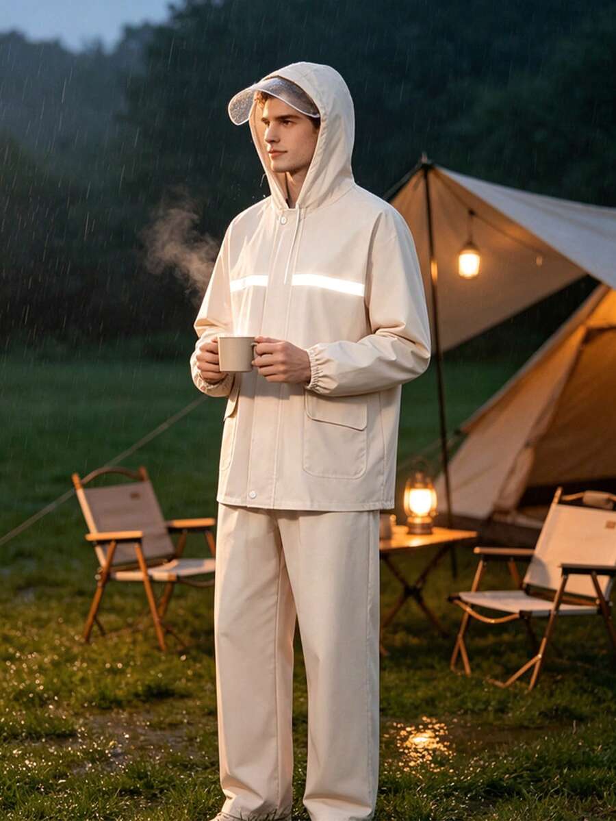 Raincoat And Rain Pants Set Full Body Rain Protection For Electric Motorcycle Riding Delivery Outdoor Hiking Commuting - Raincoat With Hood - View 1