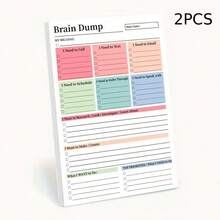 1pc Brain Dump Notebook, Suitable For ADHD, Colorful Task Planning And Goal Tracking, Mind Clearing Diary, Applicable For Learning, Work, Daily Planning And Idea Organization, Gift For Students And Office Workers School Supplies - A - View 5
