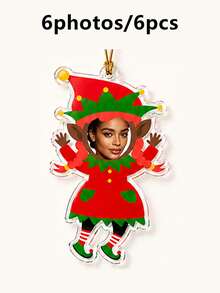 Custom Photo Christmas Ornament, Personalized Red Green Holiday Tree Hanging Decor, Festive Christmas Character Style, Customized Picture Keepsake, Customizable Christmas Decorations, Christmas Party Decor, Holiday Gift Accent, Christmas Gift 2026 - Multicolor - View 11