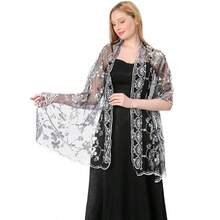 Sequin Floral Shawl Scarf, Women's Shiny Sheer Mesh Wedding Shawl, Suitable For Evening Gowns And Party Events - Multicolor - View 7