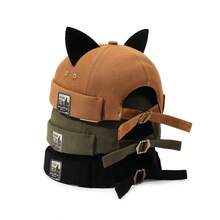 1 buah Topi Kerja Tanpa Pinggiran dengan Bentuk Telinga Kucing, Unisex, Topi Kerja Vintage dengan Pinggiran Melengkung - MultiWarna - View 10