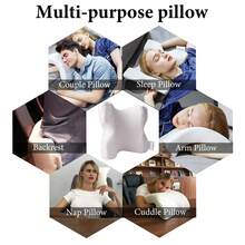 Almohada para Parejas de Espuma Viscoelástica, Almohada de Abrazo con Diseño Antipresión para Cuello, Hombros y Brazos - Blanco - Ver 4