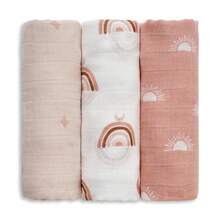 3pcs/Set Baby Receiving Blankets, Newborn Gauze Swaddle Wraps, Soft Thin Breathable Absorbent Baby Swaddle Cloth - Multicolor - View 12