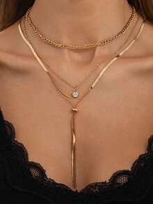Hip Hop Metal Snake Bone Chain Tassel Necklace, Fashionable Luxury Pendant Layered Necklace - Necklace - View 2