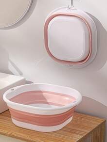 1pc Foldable Basin With Wrist Strap, Wash Basin/Vegetable Basin/Foot Basin, Easy To Clean, Lightweight And Foldable, Thickened Plastic Washing Bucket, Suitable For Foot Soaking, Laundry, Vegetable And Fruit Washing, Home, Dorm, Camping And Travel Use - Multicolor - View 8