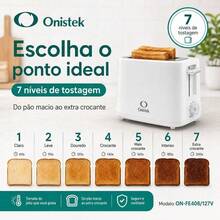 Torradeira Elétrica Onistek 2 Fatias 720W 127V 7 Níveis de Tostagem com Bandeja de Migalhas ON-FE408 - Multicolorido - Visão 8