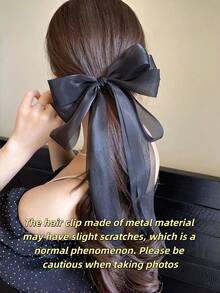 1pc Women's Oversized Satin Ribbon Bow Hair Clip, Fairy-Like Fashionable Elegant, Sweet Princess Hair Clip, Back Of Head High-End Hair Accessory, Spring Clip Hair Clip, Women's Summer Hair Accessory, Perfect For Vacation, Beach, Wedding, Party, Daily Wear - Multicolor - View 14