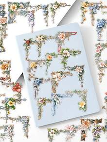 50 st transparenta blomramsklistermärken i PET-material, scrapbookingtillbehör med kreativ och estetisk design, lämpliga för mobilskal, surfplattor, bärbara datorer, telefoner, resväskor, bilar, anteckningsböcker, hjälmar, gitarrer, skateboards, förvaringsboxar och datorer - 50 st - Visa 9