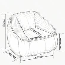 Light Luxury Style Bean Bag/Striped Design Bean Bag/Memory Foam/Versatile Use/Ergonomic Design/No Assembly Required/Suitable For Living Room, Bedroom, Shopping Malls - Black - View 8