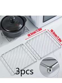 Square Stainless Steel Heat-Insulating Pot Trivet, Metal Iron High-Temperature Resistant Pot Stand, Hollow Heat-Dissipating Anti-Scald Pad, Kitchen Countertop Heat-Insulating Storage Rack, For Placing Hot Pots, Soup Pots, Bowls And Dishes, Non-Slip Ball Feet, Home Dining Table Anti-Scald Protective Pad, Kitchen Utensil Storage Heat-Insulating Bracket - View 9