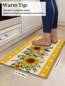 1/2pcs Autumn Sunflower Pattern Vintage Diatomaceous Earth Bath Mat, Super Absorbent, Non-Slip, Perfect For Bathroom, Kitchen And Dining Room, Quick Dry, Ideal Home Decor And Bathroom Mat Gift, Holiday Gift! - Multicolor - View 14