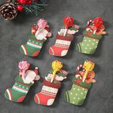 48pcs Christmas Stocking Lollipop Card Holders, Santa Claus & Gingerbread Man Pattern, Merry Christmas Home Decor, Christmas Decoration, Christmas Gift - Multicolor - View 5