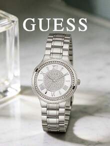 GUESS Women Square Paved Crystal Wrist Watch GW0472L2 Gold‑Tone Stainless Steel Bracelet Multi‑Function Quartz Watch Gift Box - WATCH - View 8