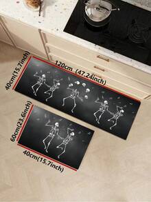 1/2pcs Halloween Floor Mat, Skull Pattern, Autumn Vintage Diatomaceous Earth Mat, Super Absorbent, Non-Slip, Perfect For Bathroom, Kitchen And Dining Room, Quick Drying, Perfect Gift For Home Decor And Bathroom Mat, Halloween Holiday Gift! - Multicolor - View 17