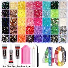 40 Colors Flat Back Resin Rhinestone Set, Includes Pickup Pen And Tweezers, Mixed Color 5.5mm Handmade Gemstones In Storage Box, Suitable For DIY Phone Case, Clothing, Shoes Rhinestone Decoration, DIY Handmade Shiny Decoration Projects - Multicolor - View 4
