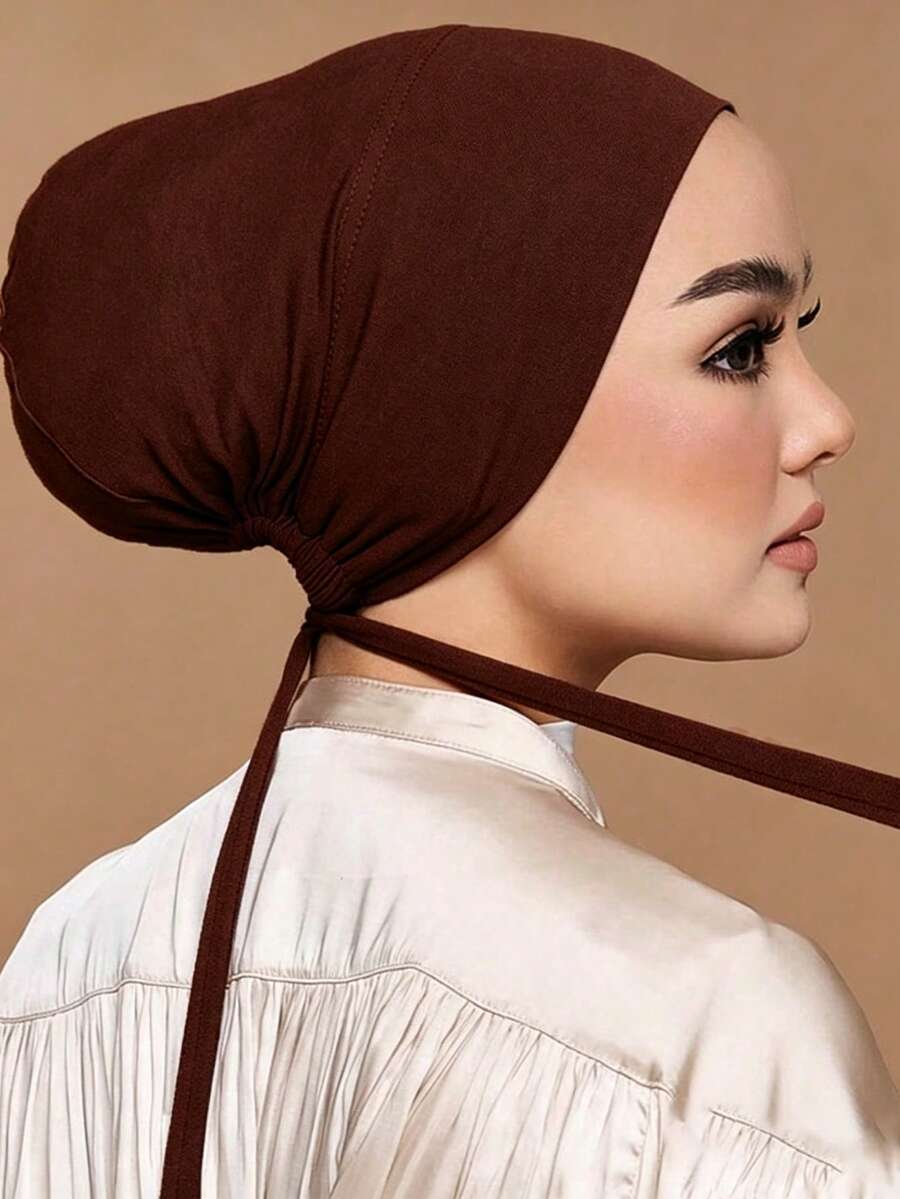 1PC Women's Fashion Solid Color Elastic Tie Headscarf Headwrap Scarf Cap, Suitable For Daily Wear