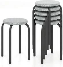 18" Stackable Stools Set Of 6, Round Nesting Stools - 1 - View 1