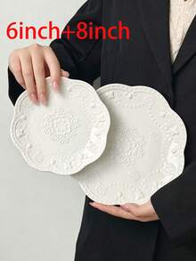 1pc/2pcs/4pcs European Style Cake Dessert Plate, 6-Inch Ceramic Small Dish, Small Round Flat Plate, Fruit Plate, Snack Plate, Nut & Candy Plate, Appetizer Dish, Cake & Dessert Plate, Multi-Purpose, Party Supplies, Hotel Tableware, Elegant Gift - Multicolor - View 18