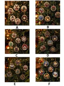 DIY Pearl Diamond Painting Wooden Hanging Ornament Set, Christmas Theme, 2.0cm (3.07 Inches) 2D High-Definition Flat Print, Complete DIY Full Drill Handmade Kit, Suitable For Beginners, Christmas Tree Hanging Decoration - Sets - View 8