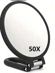 50X Magnifying Travel Hand Mirror With Handle, Double-Sided Hand Mirror, 10X/50X Magnification, Adjustable Handle/Stand, Foldable Travel Makeup Mirror, High Cost-Performance, Suitable As Christmas Gift, Cosmetics, Makeup Tools - Multicolor - View 19
