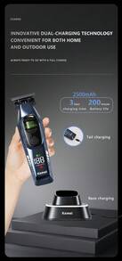 Kemei KM-2384 Professional Hair Clipper Electric Hair Trimmer For Barbershop Direct Charging And Base Dual Charging Long Battery Life Hair Clipper For Whole Family Use External Rotor Motor Hair Trimmer Carving Clipper Hair Cutting Tool With LED Digital Display Gift For Men - Multicolor - View 8