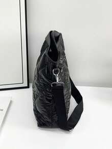 Premium Quality Large Capacity New Fashion Autumn/Winter Padded Shoulder Bag Commuter Casual Tote Bag - Black - View 8