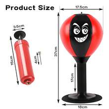 Desktop Punching Bag Stress Relief Punch Ball With Suction Cup Base, Spring Rebound PU Boxing Toy With Pump For Office, Home & Gaming Desk - A - View 8