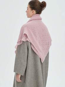 New Spring Autumn Winter Women's White Hollow Knit Shawl Thin Solid Color Square Scarf - Multicolor - View 4