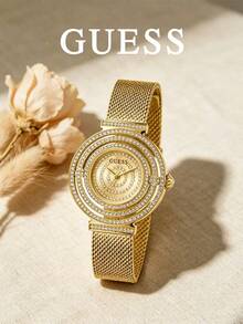 GUESS Women Square Paved Crystal Wrist Watch GW0472L2 Gold‑Tone Stainless Steel Bracelet Multi‑Function Quartz Watch Gift Box - WATCH - View 16