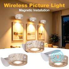 LED Picture Light, Wireless LED Wall Mounted Light, Rechargeable Magnetic Wall Lamp, Wireless Spotlight, Decorative Wall Light, 800mAh Battery Powered, 3 Lighting Modes, Suitable For Picture Frames, Artworks, Portrait Display - Multicolor - View 2