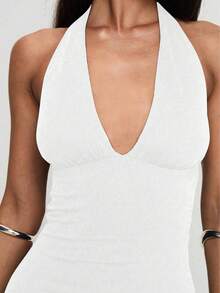 Sexy Fashion Deep V-Neck Sleeveless Mini Dress, New Summer Style, Suitable For Date And Daily Wear Elegant White - White - View 6
