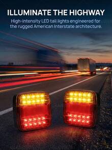 GLANBERT 2pcs LED Square Tail Lights 12V 3 Colors Yellow/Red/White 20LED Trailer Brake Lights Turn Signal Lights For RV Car Pickup Truck - Square Lamp - View 9
